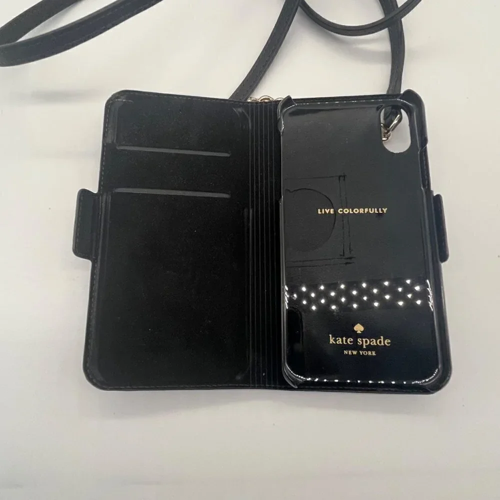 Kate Spade Saffiano Leather iPhone X Crossbody Wallet – Black